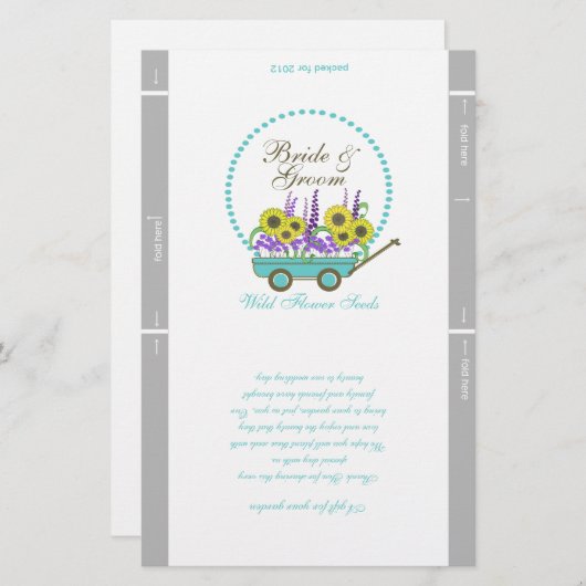 Wagon and Flowers Packet Sjabloon Wedding Favor (Voorkant / Achterkant)