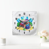Wagon Art Square Wall klok in LEAD Book Wagon (Huis)