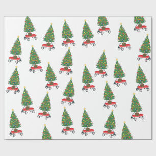 Wagon kerstboom cadeaupapier