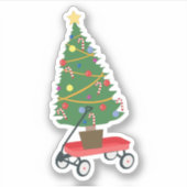 Wagon kerstboom sticker (Voorkant)