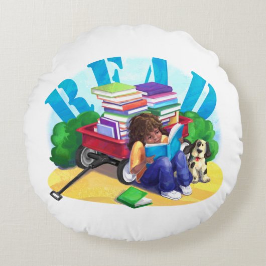 Wagon Kunst voor boek LEZEN Rond Kussen (Voorkant)