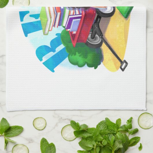 Wagon Kunst voor boek LEZEN Theedoek (Gevouwen)