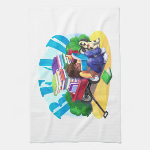 Wagon Kunst voor boek LEZEN Theedoek