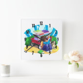 Wagon Kunst voor boek LEZEN Vierkante Klok (Huis)