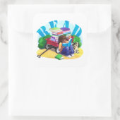 Wagon Kunst voor boek LEZEN Vierkante Sticker (Tas)