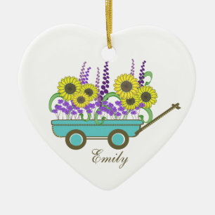 Wagon of Flowers Bruidsmeisje Keramisch Ornament