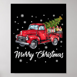 Wagon Red Truck - kerstboom Pajama Fami Poster