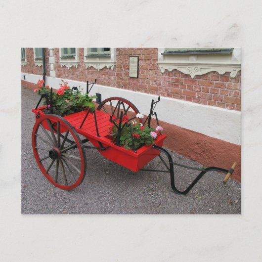 Wagon rouge sur carte postale (Devant)
