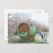 Wagon tzigane et carte postale (Devant / Derrière)