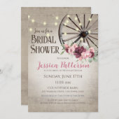 Wagon Wheel and Lights Rustic Barn Wood Invitation (Devant / Derrière)