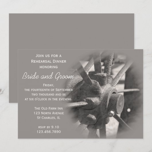 Wagon Wheel Country Rehearer Dîner Invitation (Devant / Derrière)