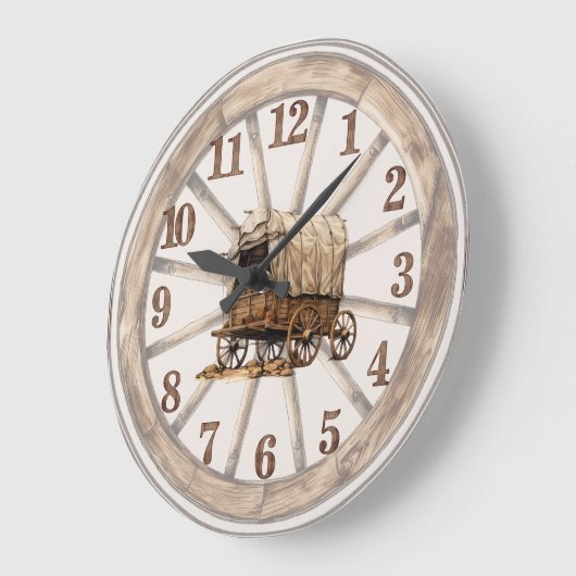 Wagon Wheel Couvert Wagon Wall Horloge 2 (Angle)