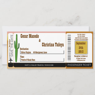 Wagon Wheel/Horse Boarding Pass Faire-part de mari