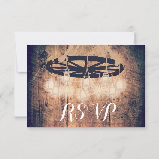 Wagon Wheel Mason Jar Chandelier Mariage RSVP (Dos)