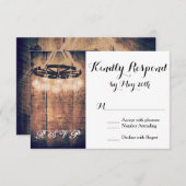 Wagon Wheel Mason Jar Chandelier Mariage RSVP (Devant / Derrière)