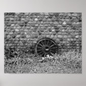 Wagon Wheel Rock Wall Black & White foto Poster (Voorkant)