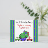 Wagons, voitures et ballons Invitation Anniversair (Debout devant)