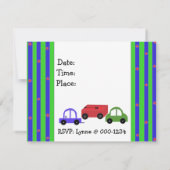 Wagons, voitures et ballons Invitation Anniversair (Dos)