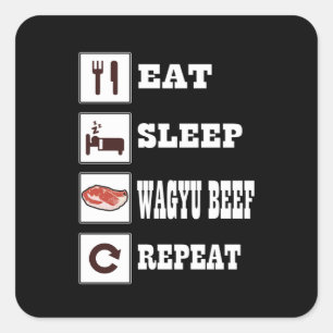 Wagyu Beef Steak BBQ Enthusiast Grill Barbecue Vierkante Sticker
