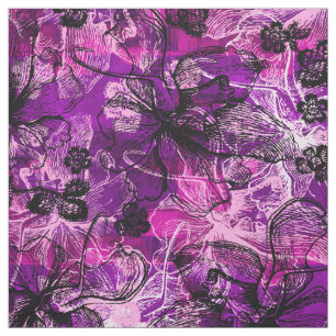 Wahine Lace Hawaiian Orchid Collage Stof