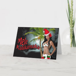 Wahine Pinup Mele Kalikimaka Christmas Kaarten 06