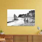 Waikiki Beach en Boats Honolulu Canvas Afdruk (Insitu (Woonkamer))