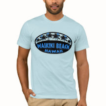 Waikiki Beach Hawaii blue palms shirt
