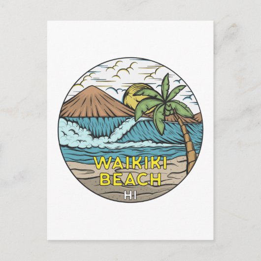 Waikiki Beach Hawaii  Briefkaart (Voorkant)