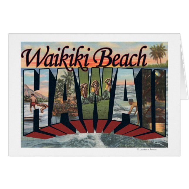Waikiki Beach, Hawaii - grote lettertjes (Voorkant Horizontaal)