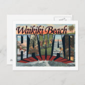 Waikiki Beach, Hawaii - grote lettertjes Briefkaart (Voorkant / Achterkant)
