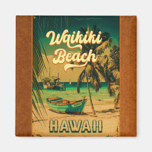 Waikiki Beach Hawaii Palmbomen Souvenir Magneet