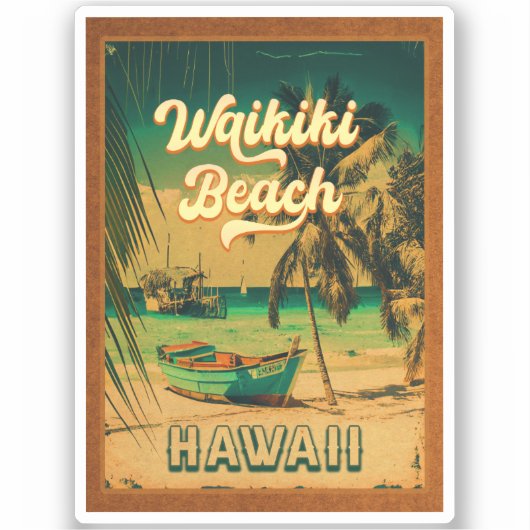 Waikiki Beach Hawaii  Palmbomen Souvenir Sticker (Voorkant)