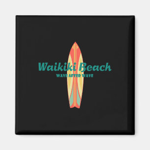 Waikiki Beach Hawaii Souvenir Retro Vintage Surf T Magneet