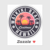 Waikiki Beach - Hawaii Sunrise Palm tree Sticker (Vel)