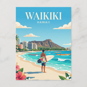 Waikiki Beach, Honolulu Hawaï Briefkaart