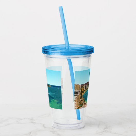 Waikiki Beach Honolulu Oahu Hawaii Acryl Drinkbeker (Links)