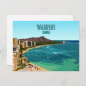 Waikiki Beach Honolulu Oahu Hawaii  Briefkaart (Voorkant / Achterkant)