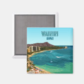 Waikiki Beach Honolulu Oahu Hawaii Magneet (Voorkant / Achterkant)