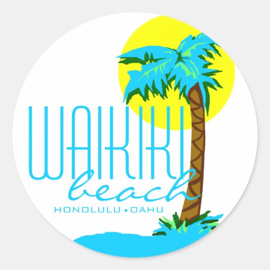 Waikiki Beach- Honolulu Ronde Sticker (Voorkant)