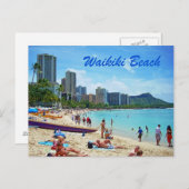 Waikiki Beach-kaart Briefkaart (Voorkant / Achterkant)