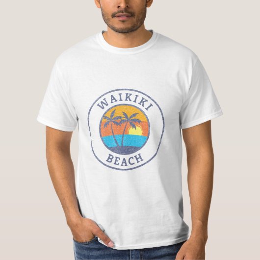 Waikiki Beach, Oahu Faded Classic Style T-shirt (Voorkant)