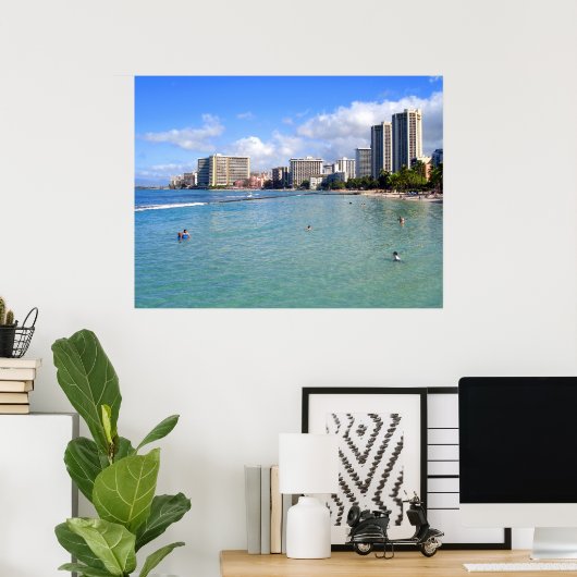 Waikiki Beach, Oahu, Hawaii Poster (Thuiskantoor)