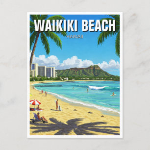Waikiki Beach Oahu Hawaii Reizen Briefkaart