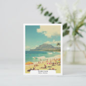 Waikiki Beach, Oahu, Hawaii Reizen Retro Briefkaart (Staand voorkant)