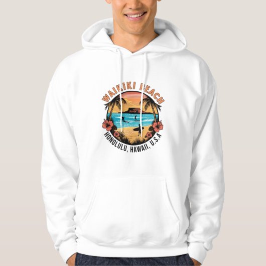 Waikiki Beach Retro vignet Hoodie (Voorkant)