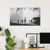Waikiki Beach Scene op Honolulu Poster (Thuiskantoor)
