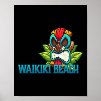Waikiki Beach Tiki - Hawaii Stranden Poster