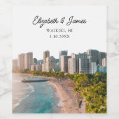 Waikiki bruiloft gunst Hawaii Wijn Etiket (Enkel label)