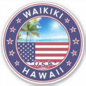 Waikiki Hawaii Sticker (Voorkant)