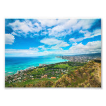 Waikiki, Hawaii van de top van Diamond Head Crater